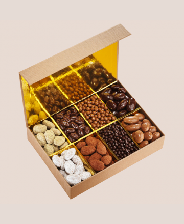 Coffret amandes et grains de café en chocolat