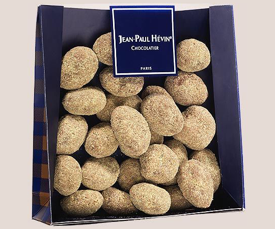 Bag of gianduja pistachio chocolate almonds