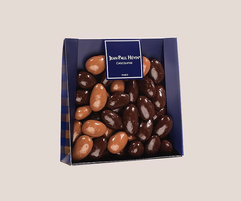 Bag of dark and milk chocolate almonds