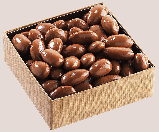 golden square of milk chocolate almonds