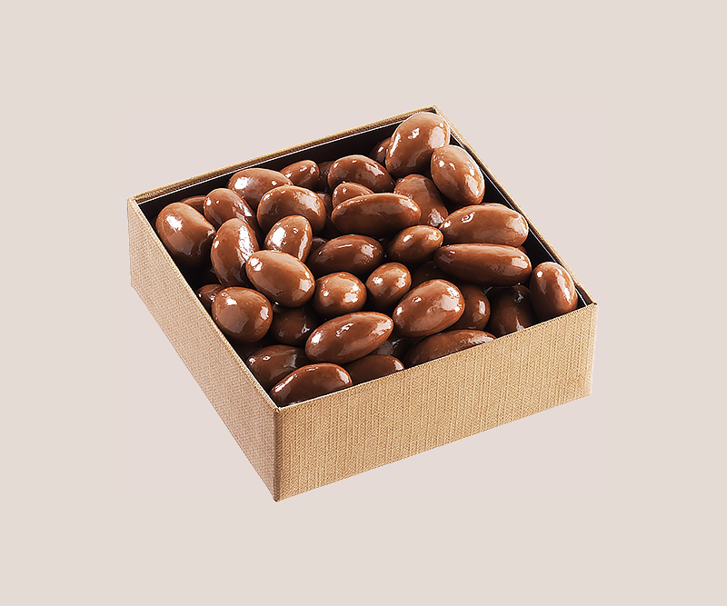 golden square of milk chocolate almonds