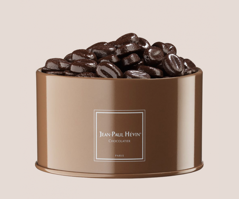 Small chocolate coffee bean metal box