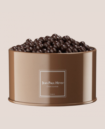 Metal box dark chocolate pearls small model