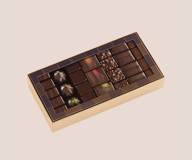 Boite chocolats noirs assortis 260g