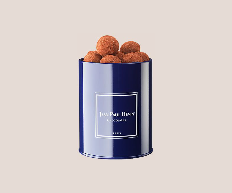 Metal box of cocoa truffles 240g