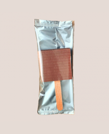 gianduja fleur de sel milk chocolate lollipop packaging